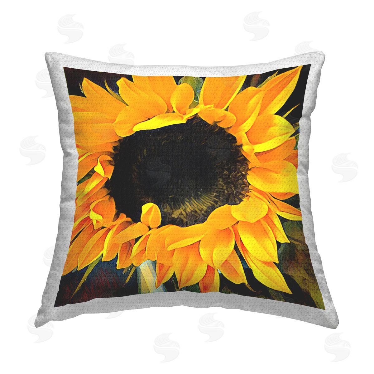 Yellow Sunflower Blossom Petals Outdoor Printed Pillow, Home Decor by Jessica Manelis