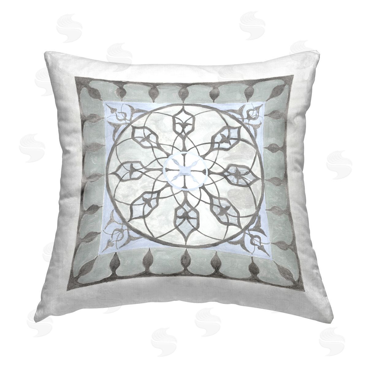 Boho Grey Circle Fractal Pattern Decorative Printed Pillow, Home Decor by Charity Henderson