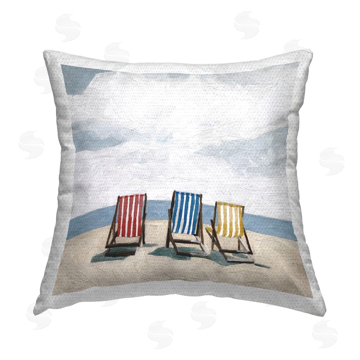 Summer Beach Chair Primaries Shore Outdoor Printed Pillow, Home Decor by Emma Scarvey