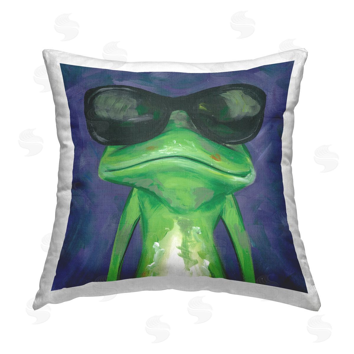 Funny Frog with Sunglasses Decorative Printed Pillow, Home Decor by Jennifer Rutledge