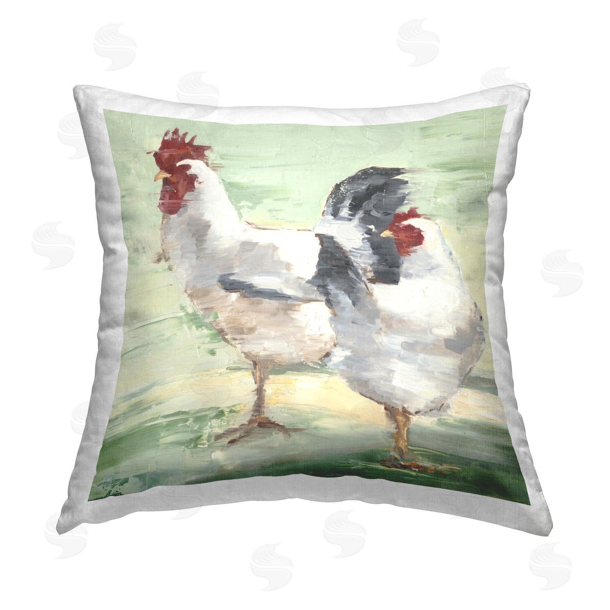 Farm Hens Abstract Animals Decorative Printed Pillow, Home Decor by Ethan Harper