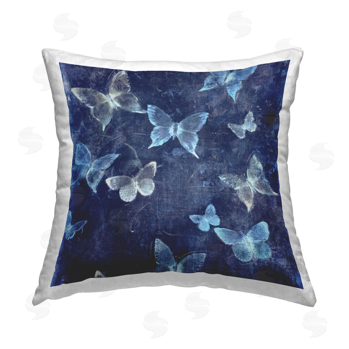 Abstract Blue Butterflies Pattern Decorative Printed Pillow, Home Decor by Tim O'Toole