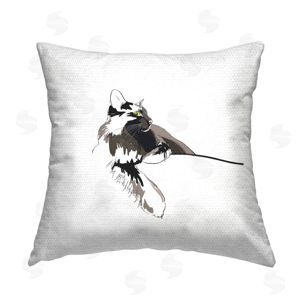 Casual Cat Relaxing Modern Pet Outdoor Printed Pillow, Home Decor by Emily Kalina