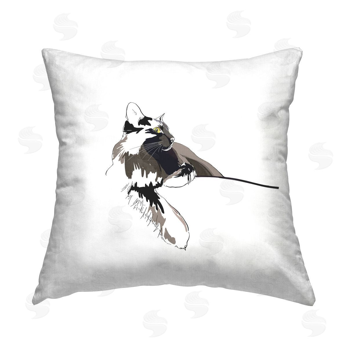 Casual Cat Relaxing Modern Pet Decorative Printed Pillow, Home Decor by Emily Kalina