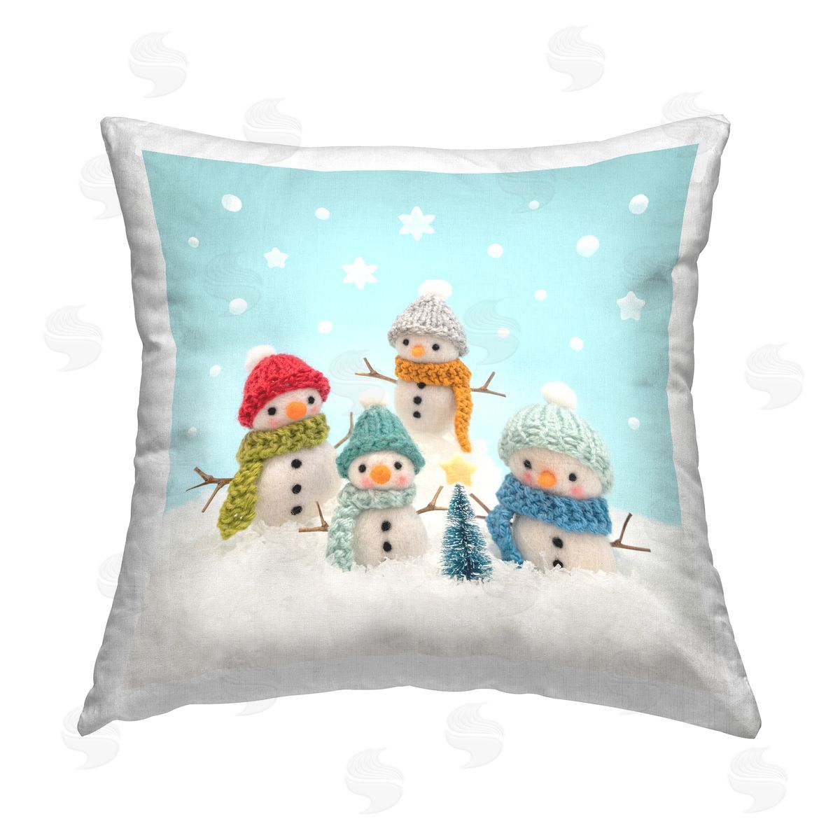 Winter Snowmen and Snowflakes Decorative Printed Pillow, Home Decor by Lemon & Sugar