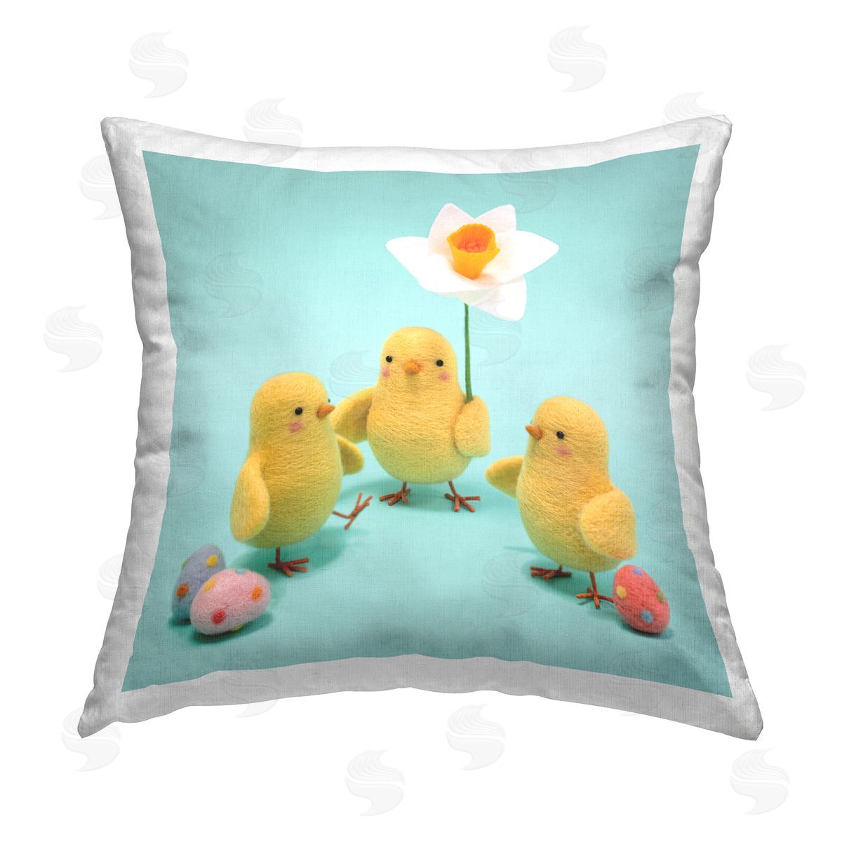 Spring Chicks With Daffodil Decorative Printed Pillow, Home Decor by Lemon & Sugar
