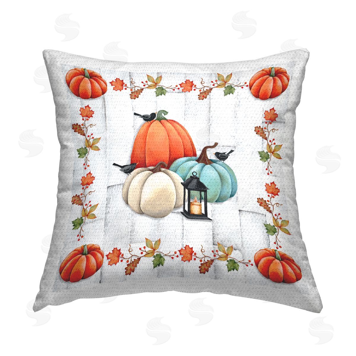 Pumpkins & Crows Seasonal Leaves Outdoor Printed Pillow, Home Decor by Emma Leach