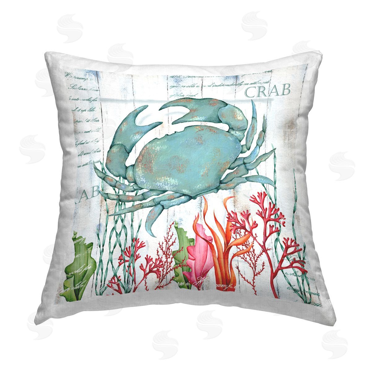 Blue Crab Ocean Coral Sea Life Decorative Printed Pillow, Home Decor by Emma Leach