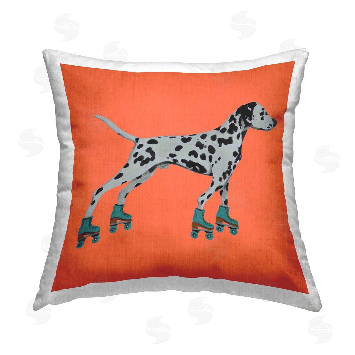 Dalmatian Roller Skates Orange Decorative Printed Pillow, Home Decor by Coco de Paris