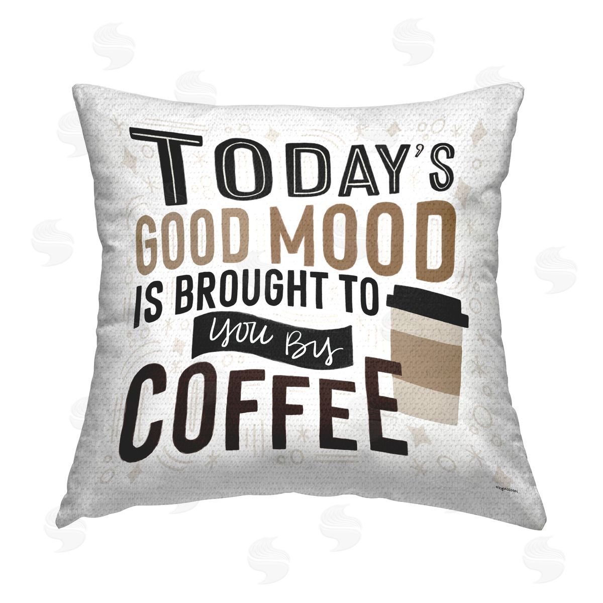 Lady Louise Designs Today's Good Mood by Coffee Outdoor Quick-Dry Polyester Printed Throw Pillow