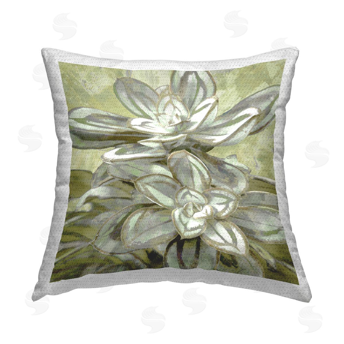 Green & White Botanical Leaves Outdoor Printed Pillow, Home Decor by Lindsay Benson