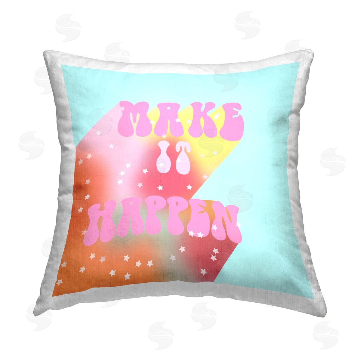 Make It Happen Retro Starry Phrase Decorative Printed Pillow, Home Decor by Ashley Singleton