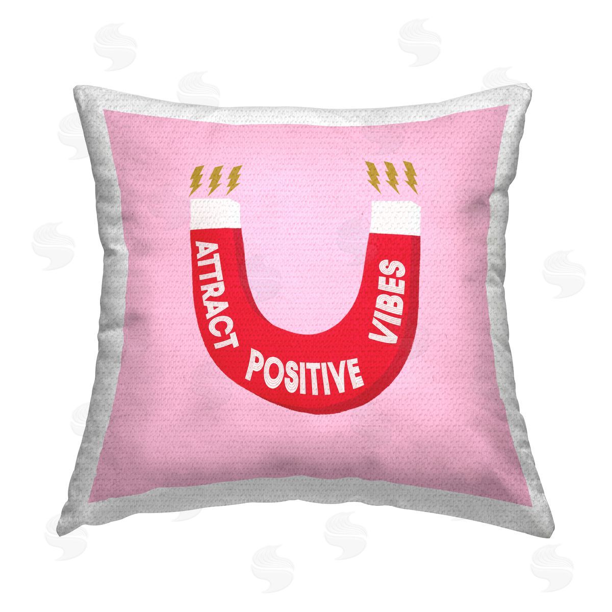 Attract Positive Vibes Pink Magnet Outdoor Printed Pillow, Home Decor by Ashley Singleton