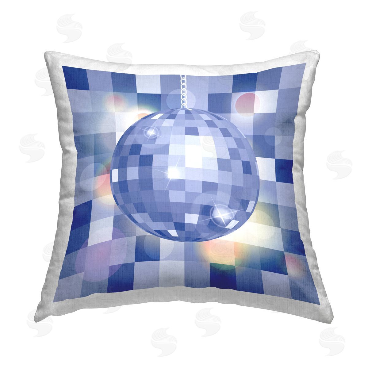 Blue Geometric Disco Ball Decorative Printed Pillow, Home Decor by Martina Pavlova