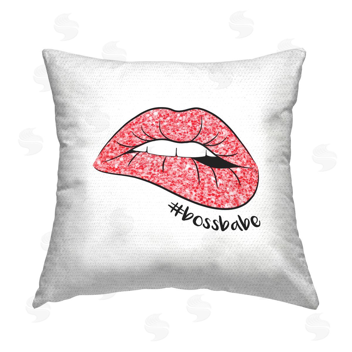 Boss Babe Hashtag Glam Lips Outdoor Printed Pillow, Home Decor by Martina Pavlova