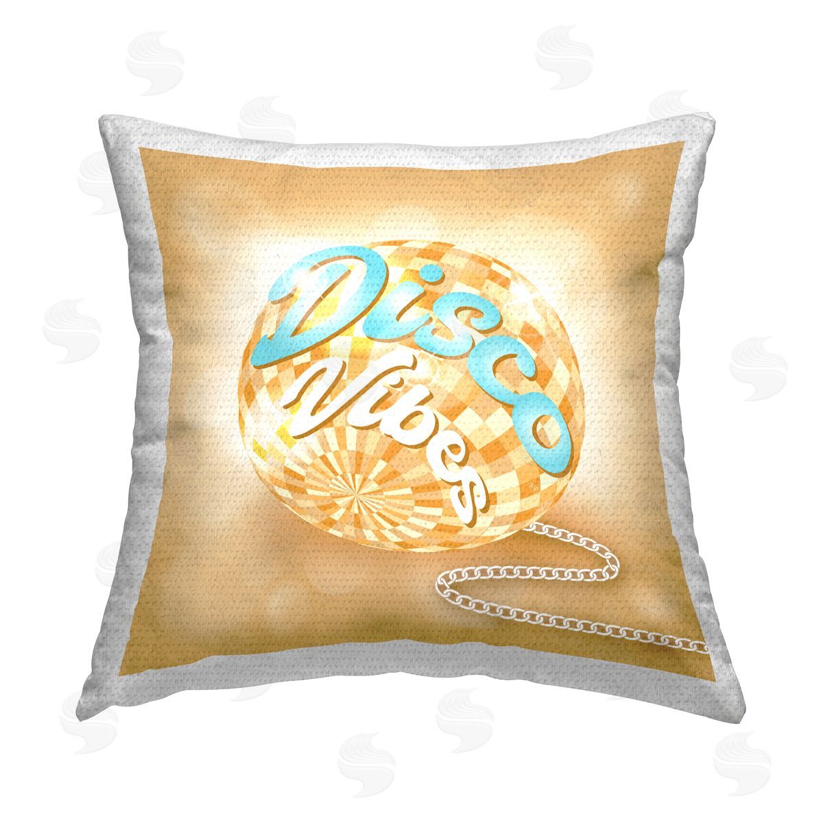 Yellow Disco Vibes Retro Ball Outdoor Printed Pillow, Home Decor by Martina Pavlova