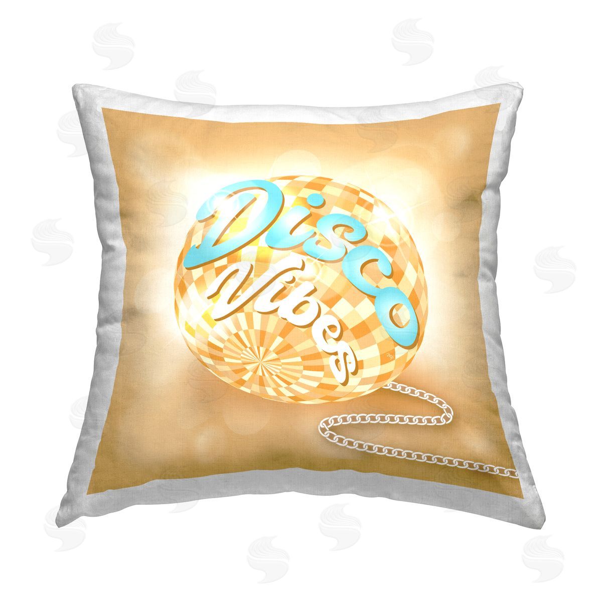 Yellow Disco Vibes Retro Ball Decorative Printed Pillow, Home Decor by Martina Pavlova