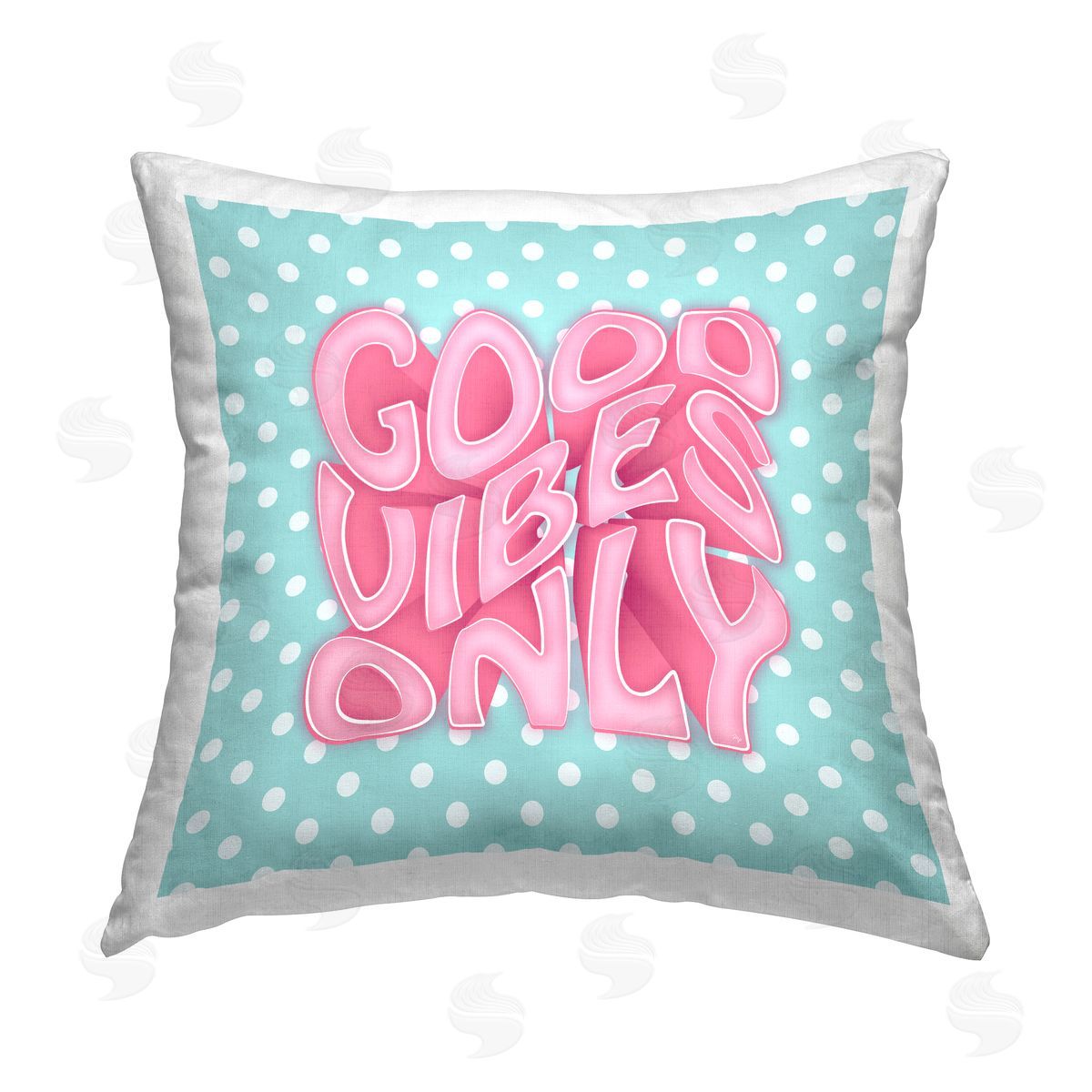 Good Vibes Only Groovy Polka Dots Decorative Printed Pillow, Home Decor by Martina Pavlova