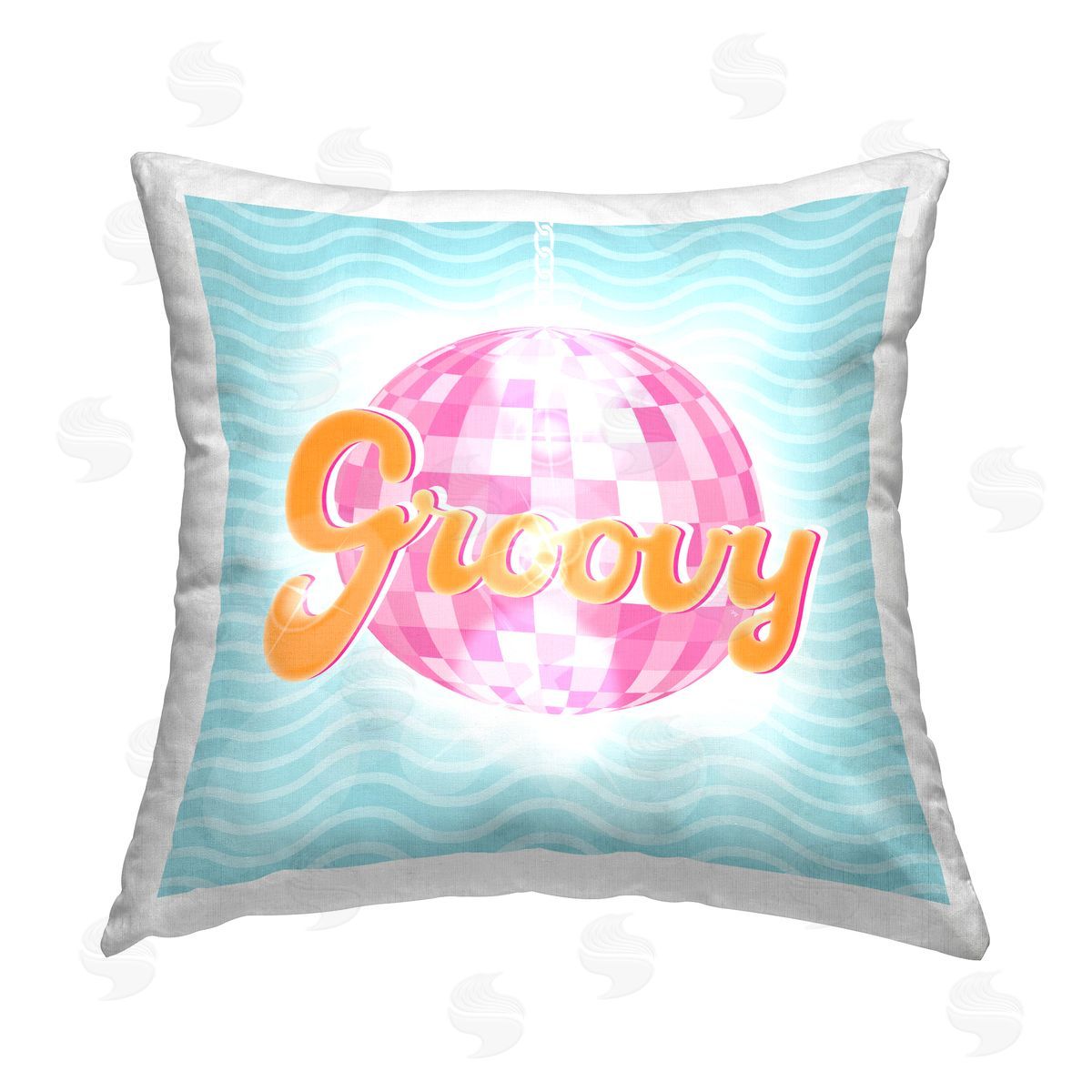 Groovy Disco Ball Retro Patterned Decorative Printed Pillow, Home Decor by Martina Pavlova