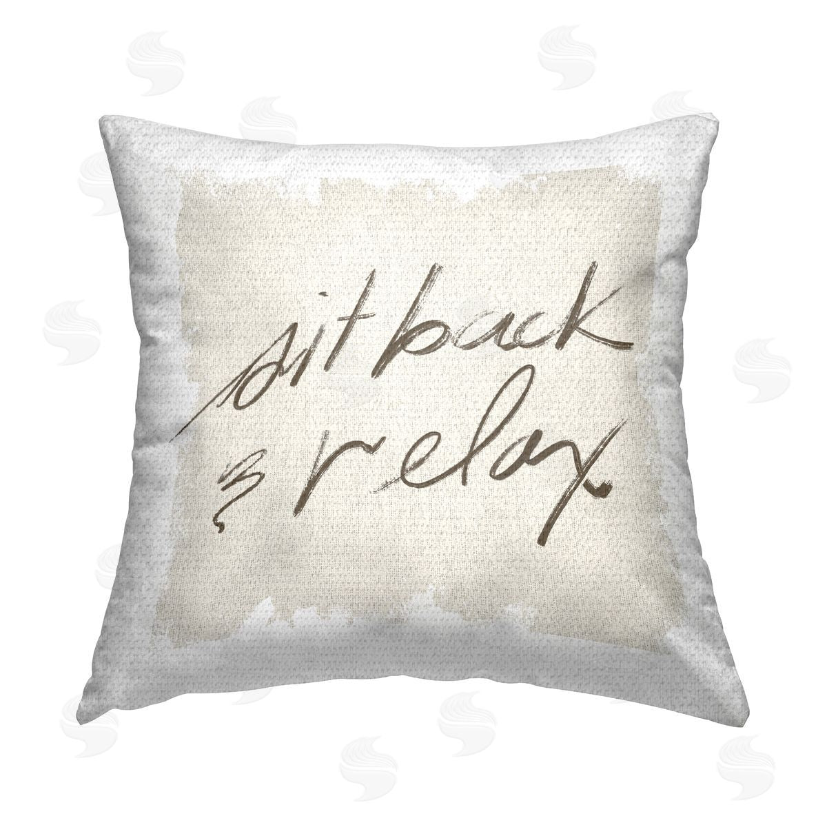 Sit Back & Relax Neutral Beige Outdoor Printed Pillow, Home Decor by Stupell Studio