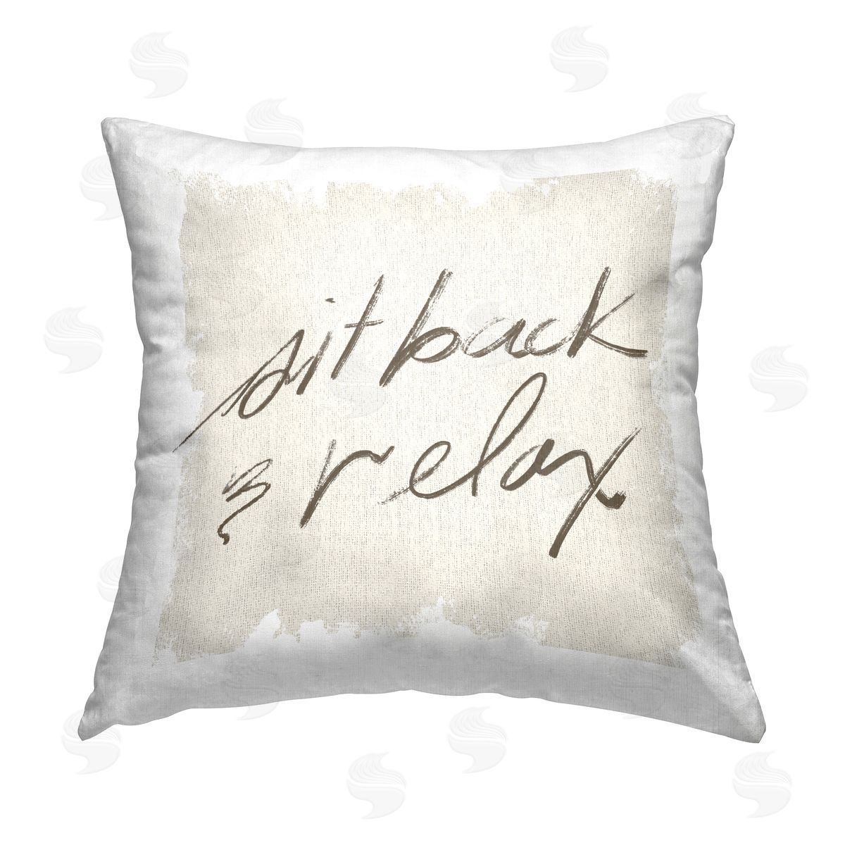 Sit Back & Relax Neutral Beige Decorative Printed Pillow, Home Decor by Stupell Studio