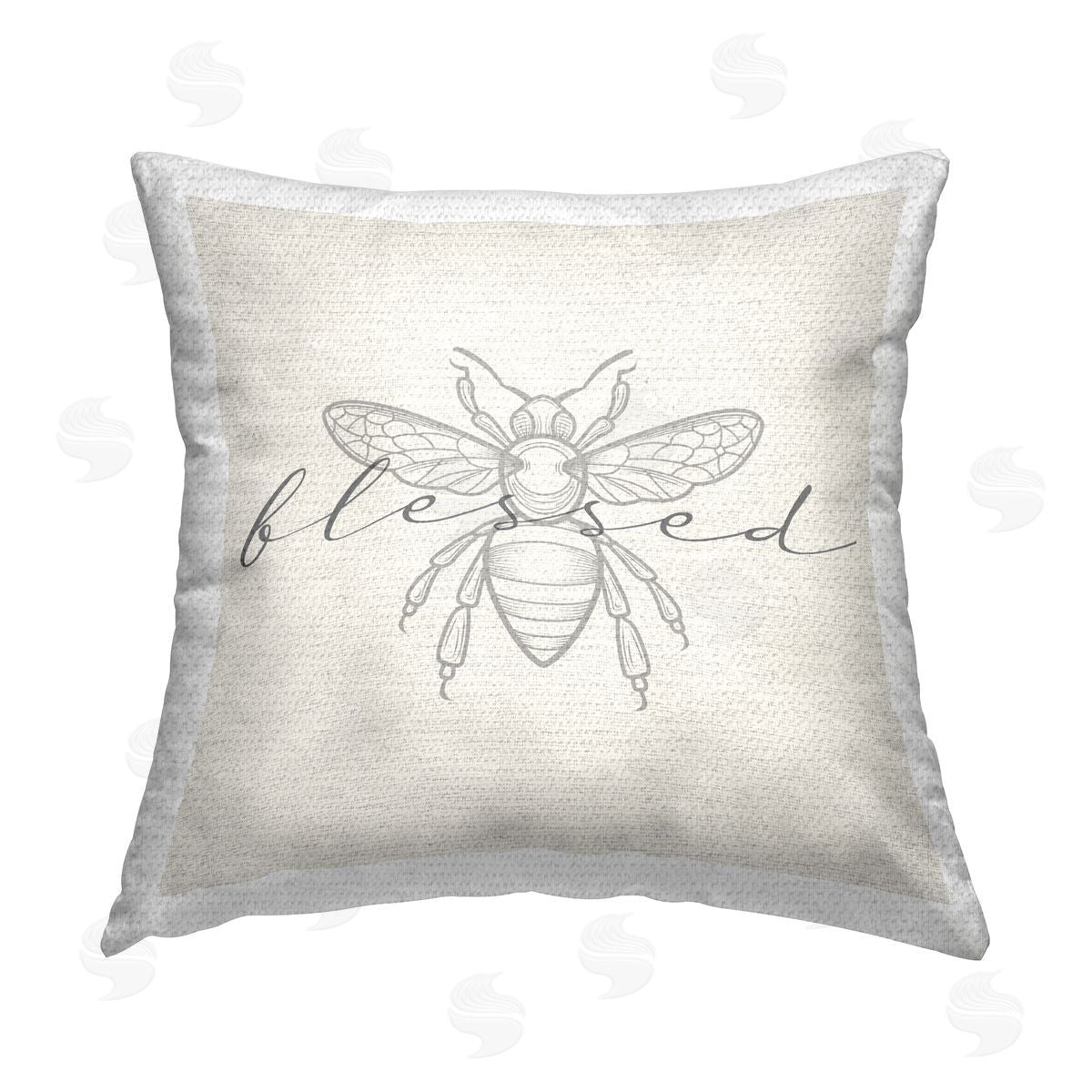 Blessed Bumble Bee Neutral Hue Outdoor Printed Pillow, Home Decor by Stupell Studio