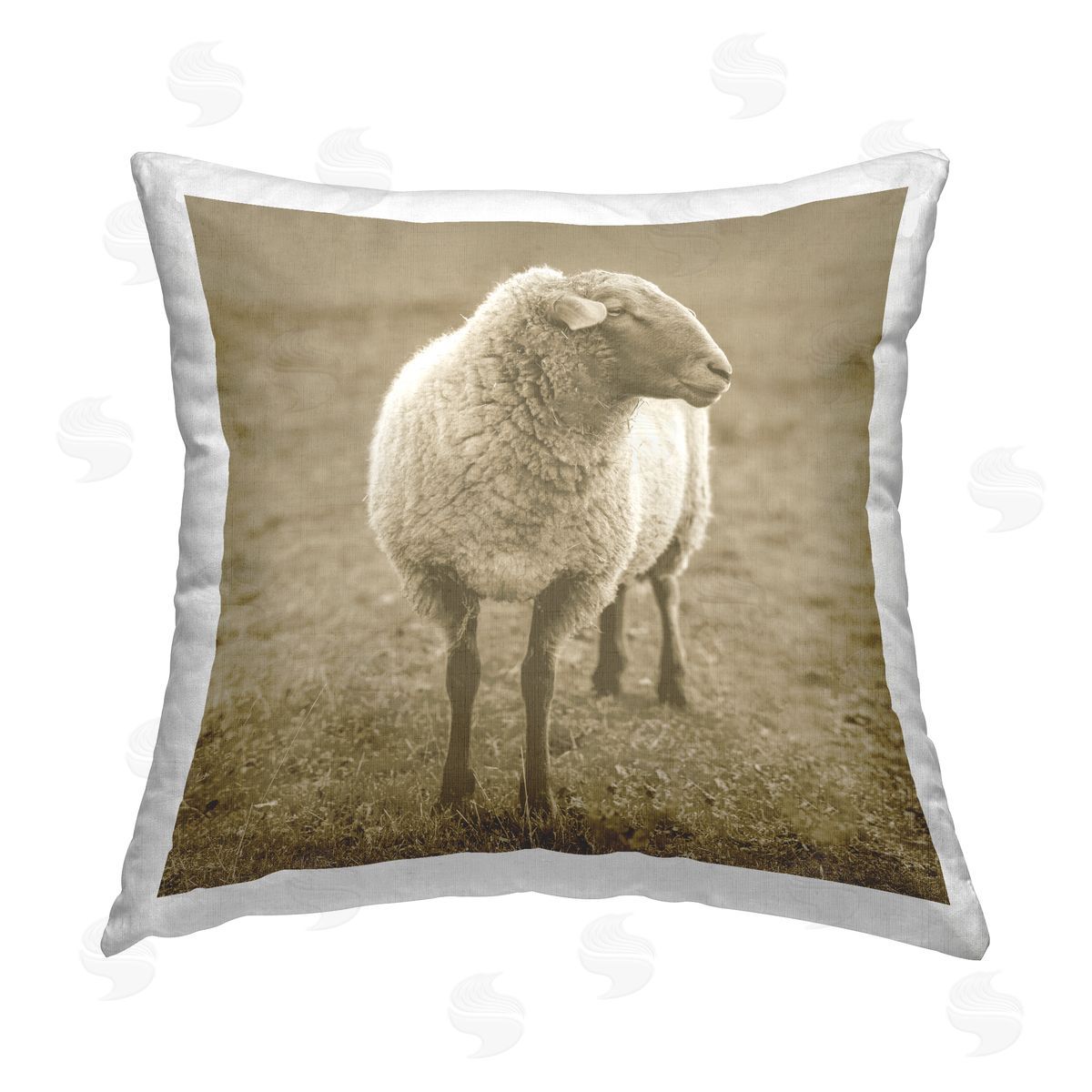 Sheep Grazing Farmland Animal Decorative Printed Pillow, Home Decor by Stupell Studio