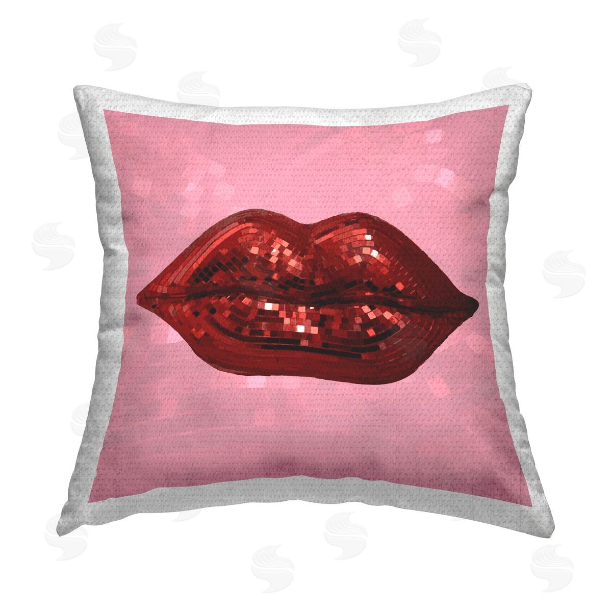 Glam Red Lips Disco Ball Pattern Outdoor Printed Pillow, Home Decor by Stupell Studio
