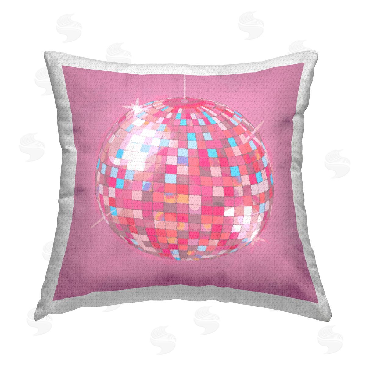 Pink Glimmering 70s Disco Ball Outdoor Printed Pillow, Home Decor by Stupell Studio