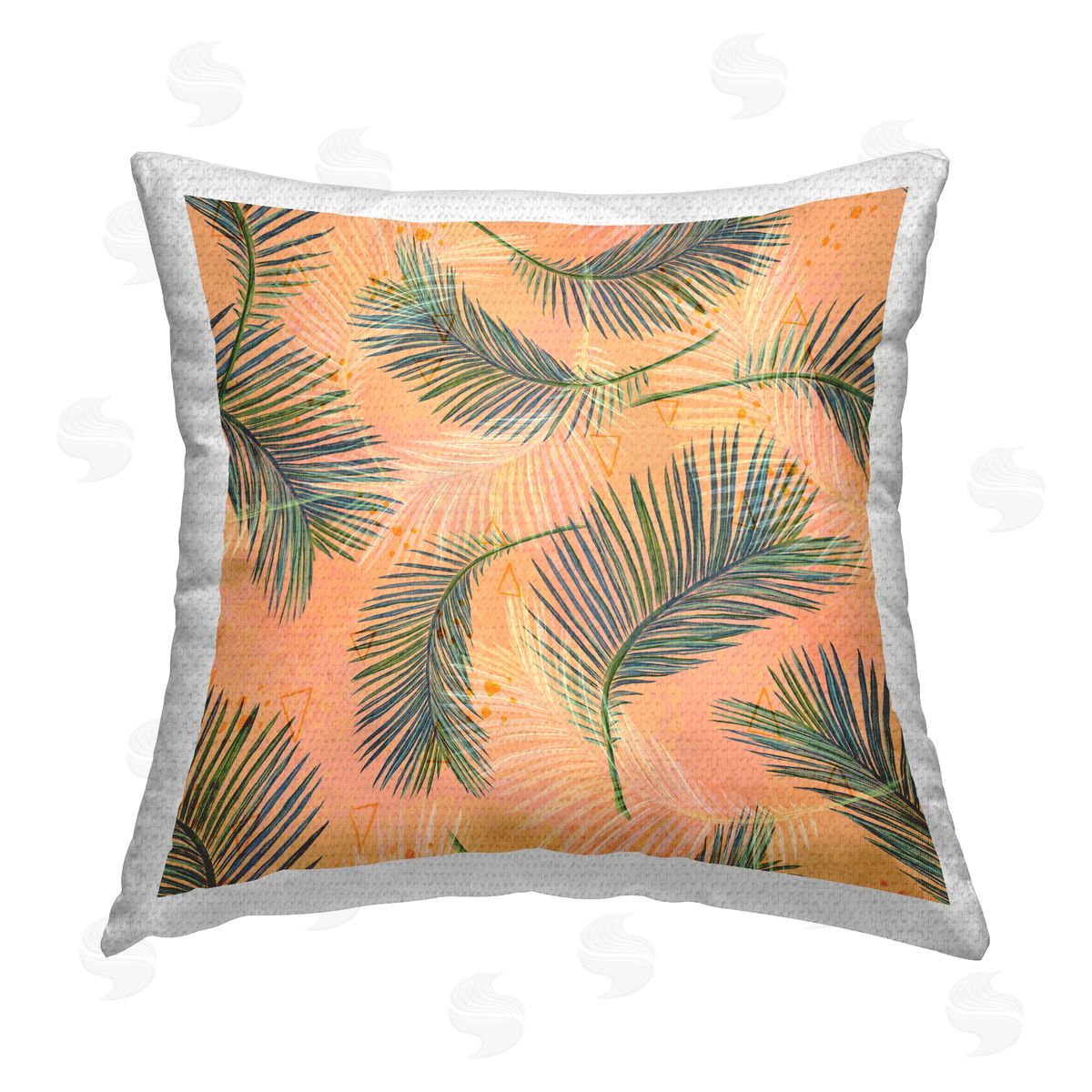 Bold Orange Palm Leaves Pattern Outdoor Printed Pillow, Home Decor by Raquel Maciel