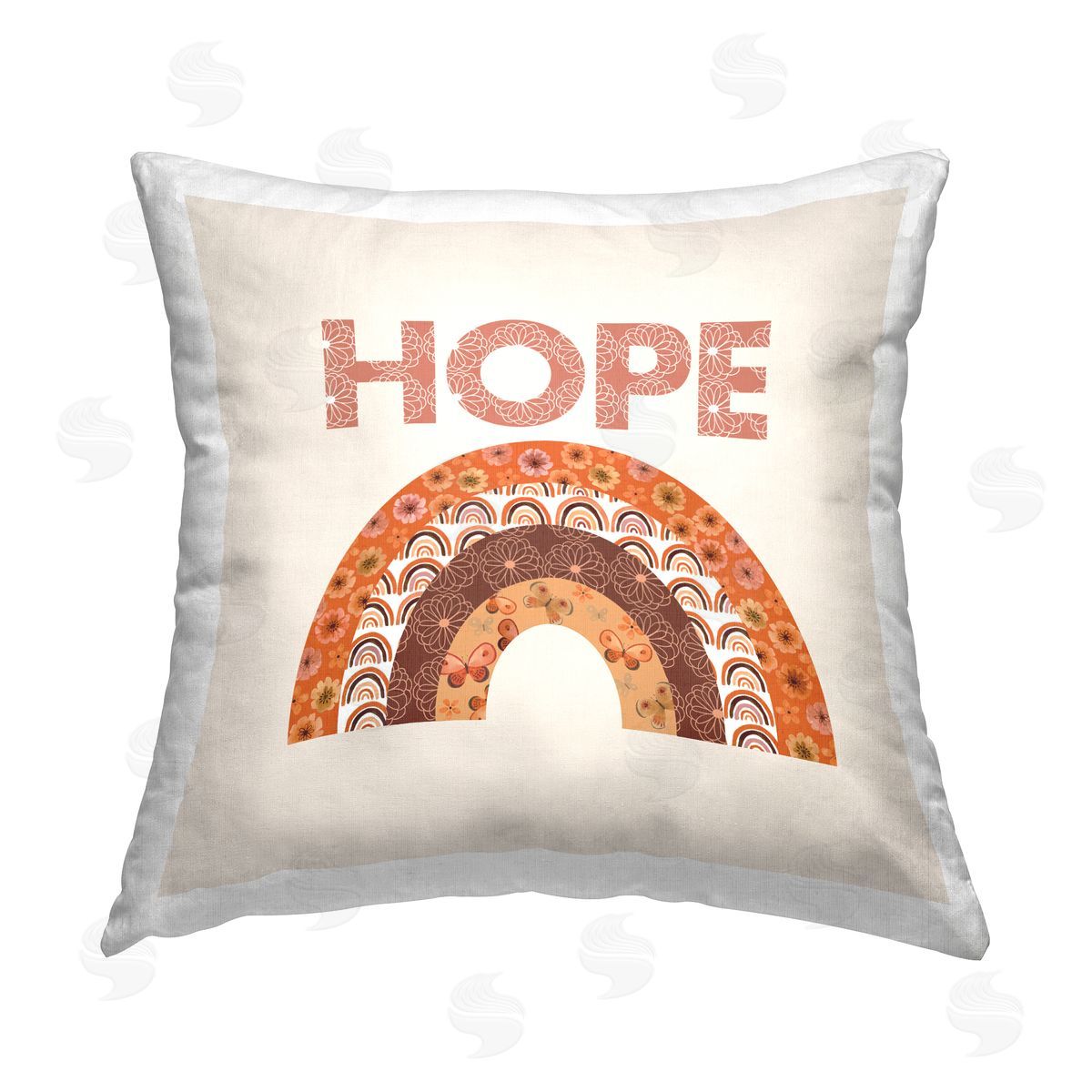 Hope Neutral Boho Rainbow Decorative Printed Pillow, Home Decor by Sharon Lee