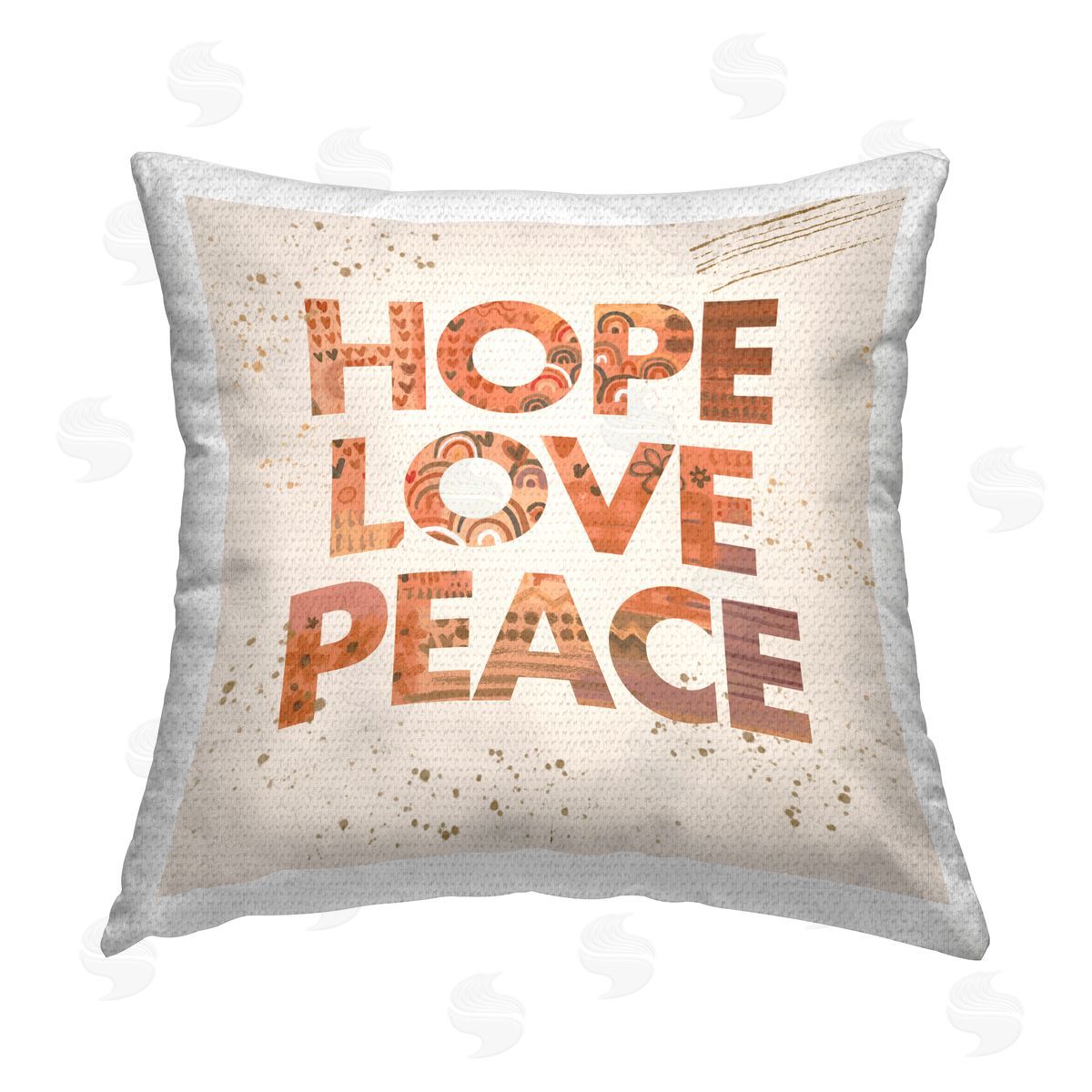 Boho Hope Love Peace Phrase Outdoor Printed Pillow, Home Decor by Sharon Lee