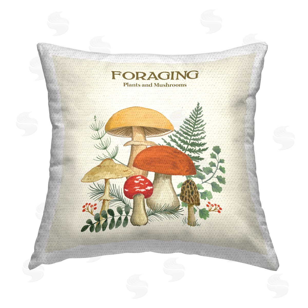 Foraging Plants & Mushrooms Outdoor Printed Pillow, Home Decor by Sharon Lee