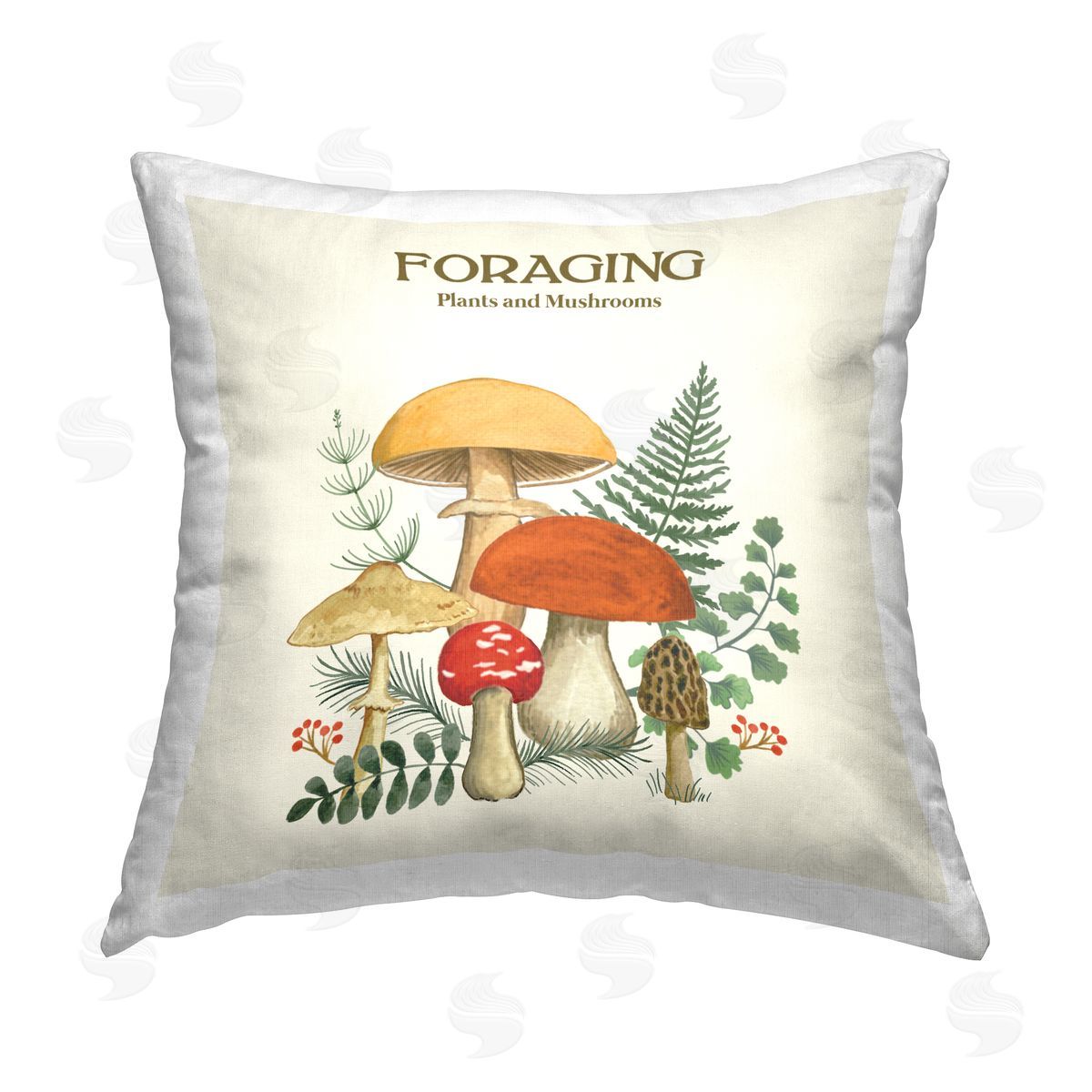 Foraging Plants & Mushrooms Decorative Printed Pillow, Home Decor by Sharon Lee