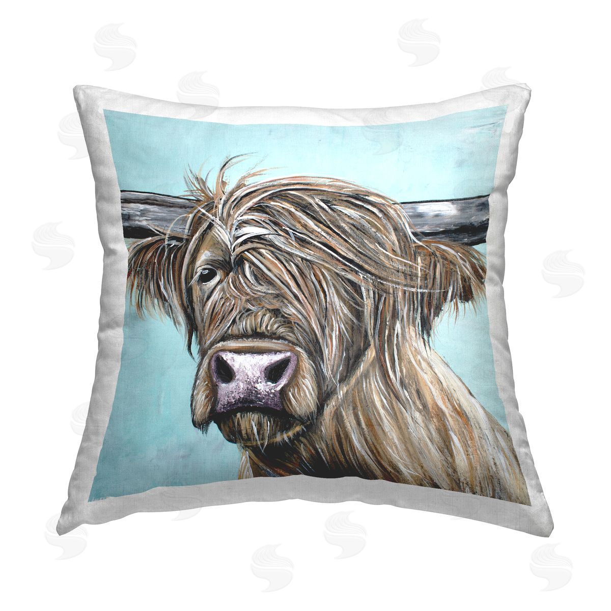 Highland Cow Windblown Hair Decorative Printed Pillow, Home Decor by Jen Seeley
