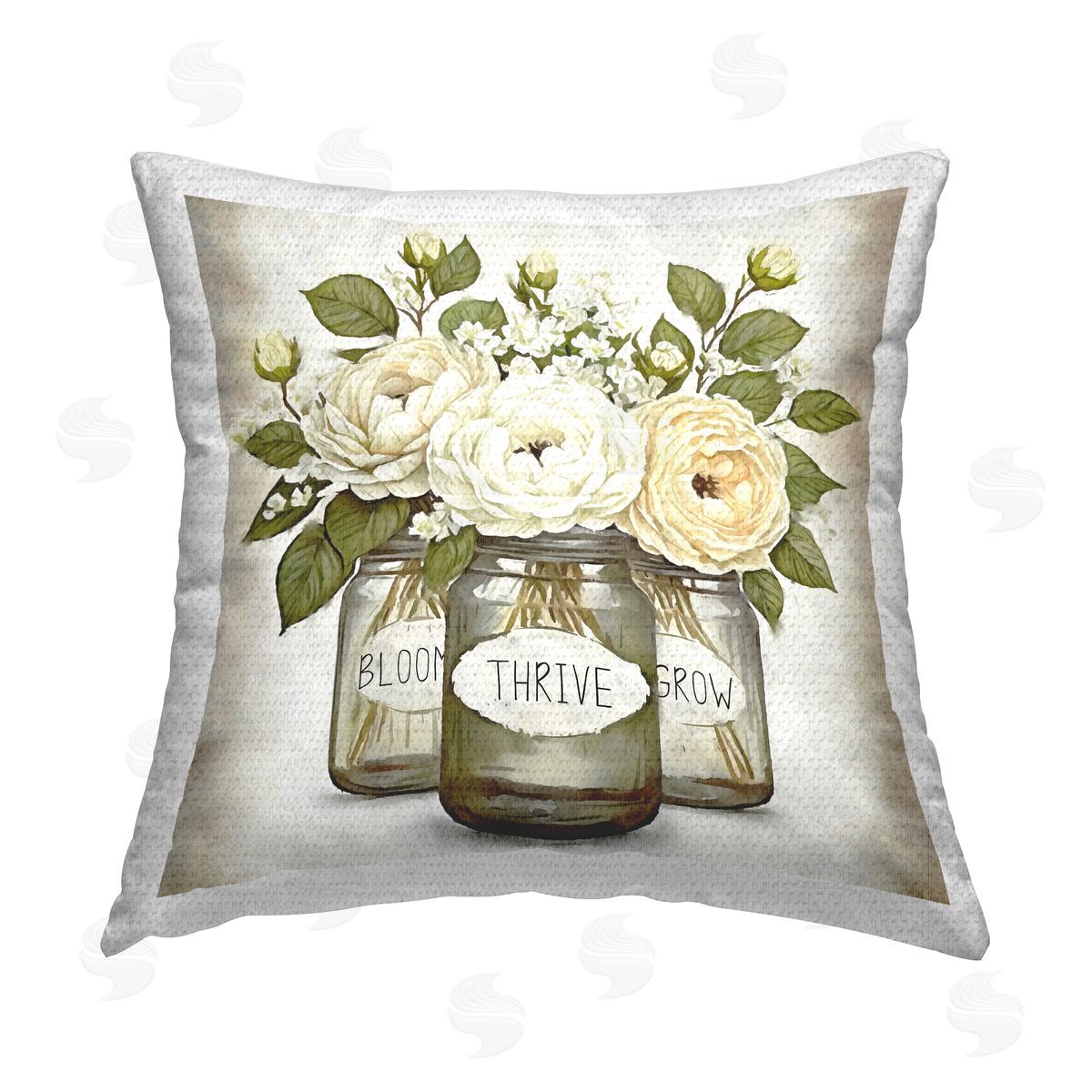 Bloom Thrive Grow Flowers Outdoor Printed Pillow, Home Decor by Ziwei Li