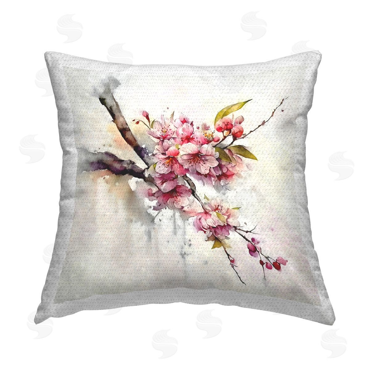 Cherry Blossom Budding Petals Tree Outdoor Printed Pillow, Home Decor by Ziwei Li