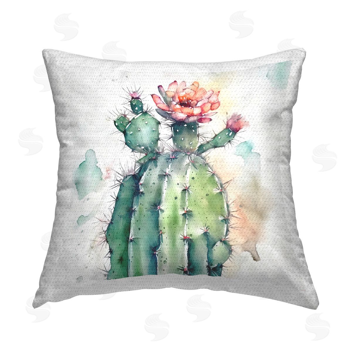Desert Cactus Watercolor Flower Outdoor Printed Pillow, Home Decor by Ziwei Li