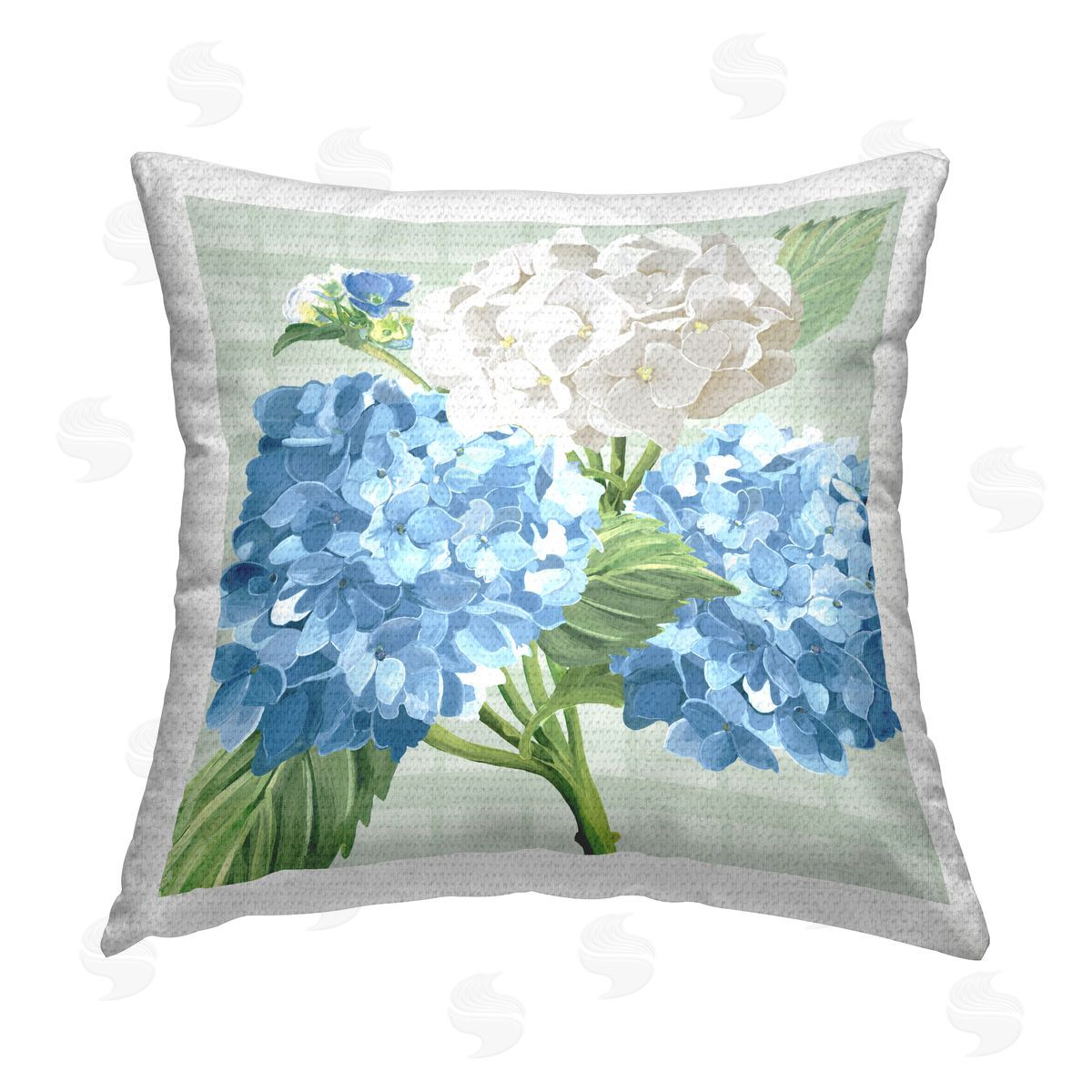 Hydrangea Flowers Tartan Pattern Outdoor Printed Pillow, Home Decor by Erica Christopher