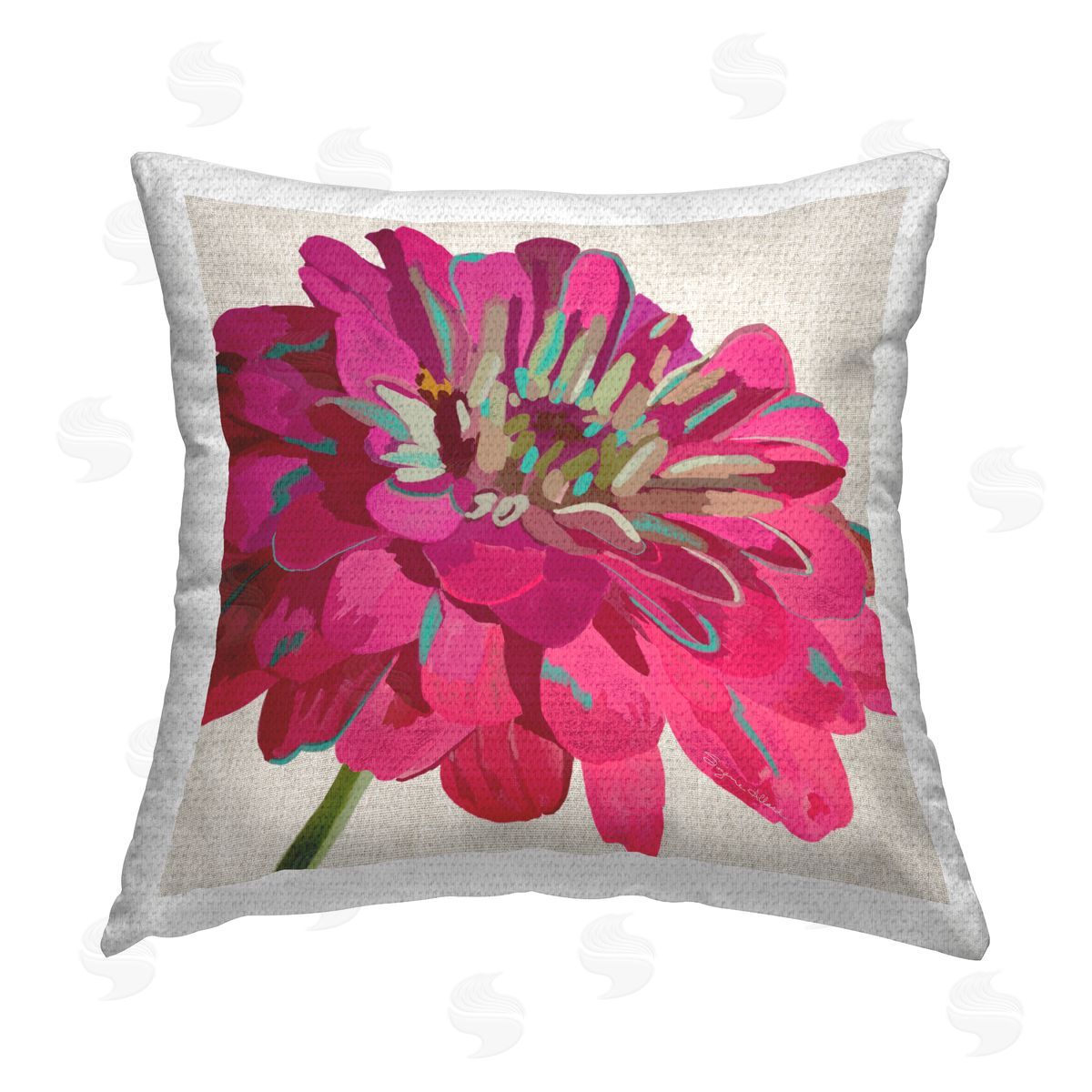 Bold Magenta Dahlia Flower Bloom Outdoor Printed Pillow, Home Decor by Suzanne Allard