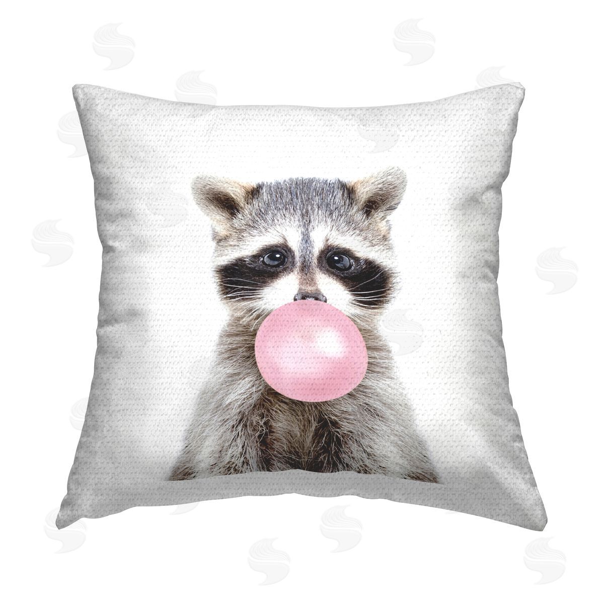 Baby Raccoon with Bubblegum Outdoor Printed Pillow, Home Decor by Katherin Pienaar