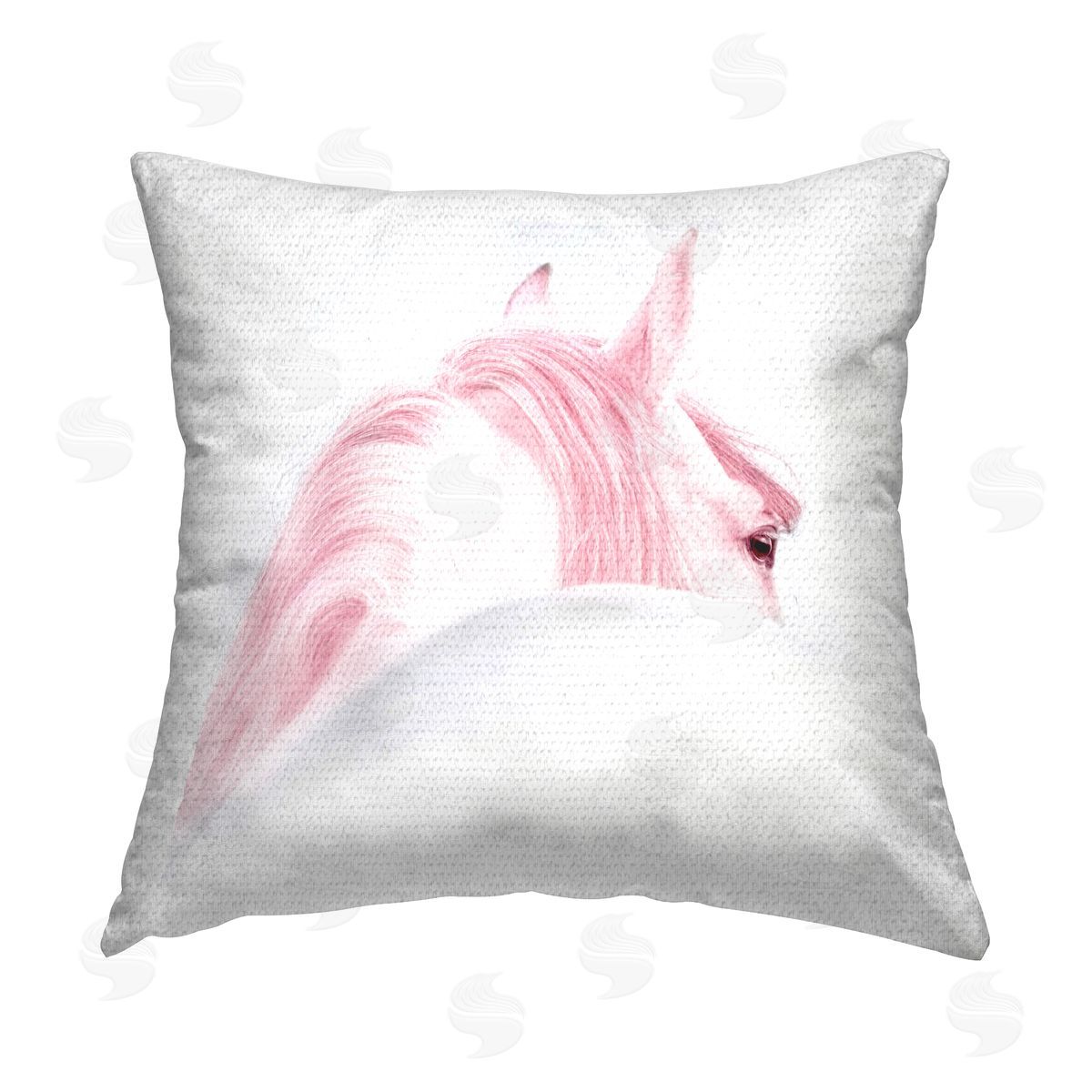 Pastel Pink Horse Portrait Outdoor Printed Pillow, Home Decor by Elephant Stock