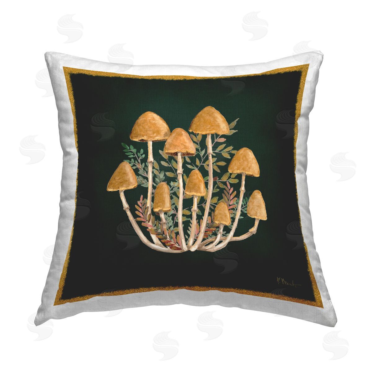 Woodland Mushroom Botanicals Decorative Printed Pillow, Home Decor by Paul Brent
