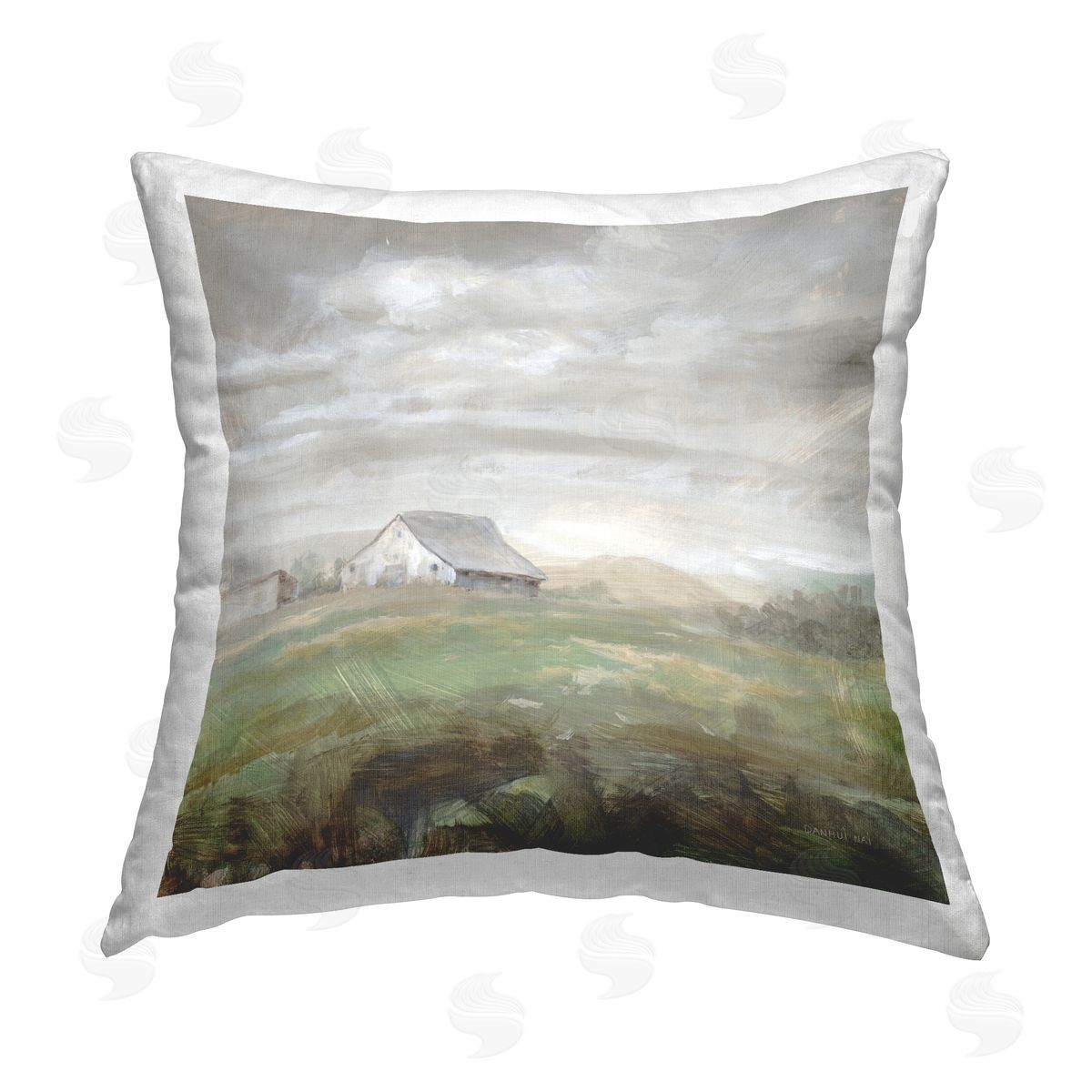 Countryside Barn Landscape Decorative Printed Pillow, Home Decor by Danhui Nai