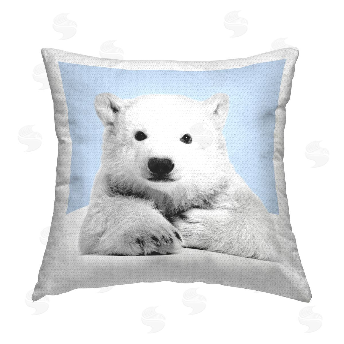Pastel Blue Polar Bear Outdoor Printed Pillow, Home Decor by Elephant Stock