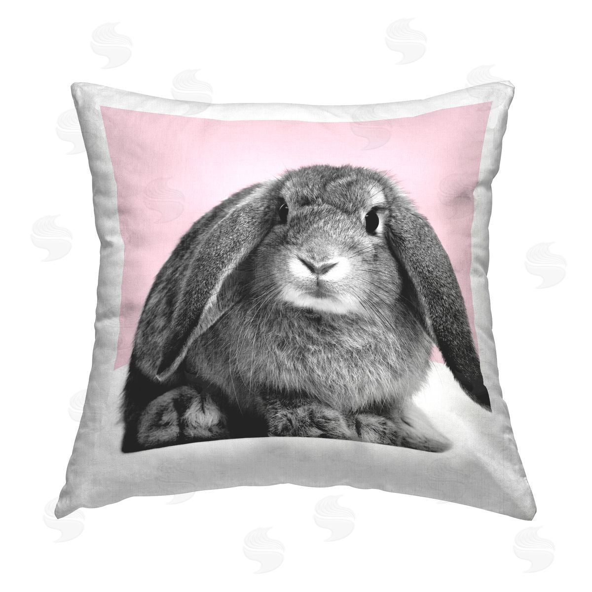 Pink Bunny Rabbit Portrait Decorative Printed Pillow, Home Decor by Elephant Stock