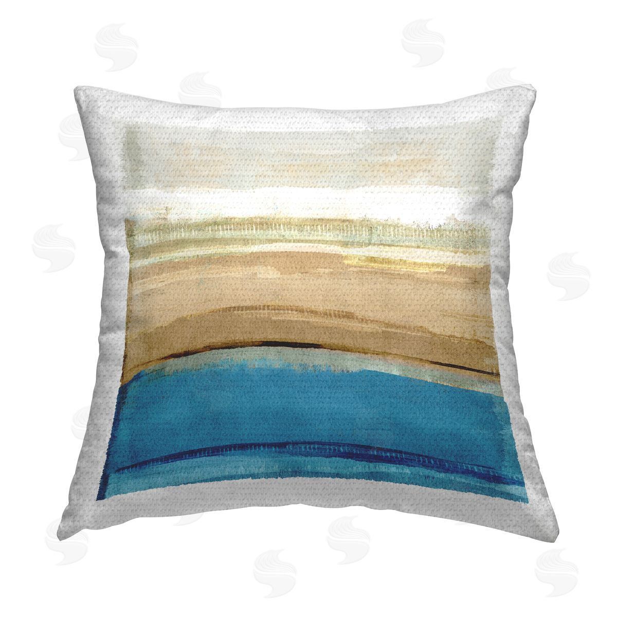 Blue & Beige Abstraction Outdoor Printed Pillow, Home Decor by Flora Kouta