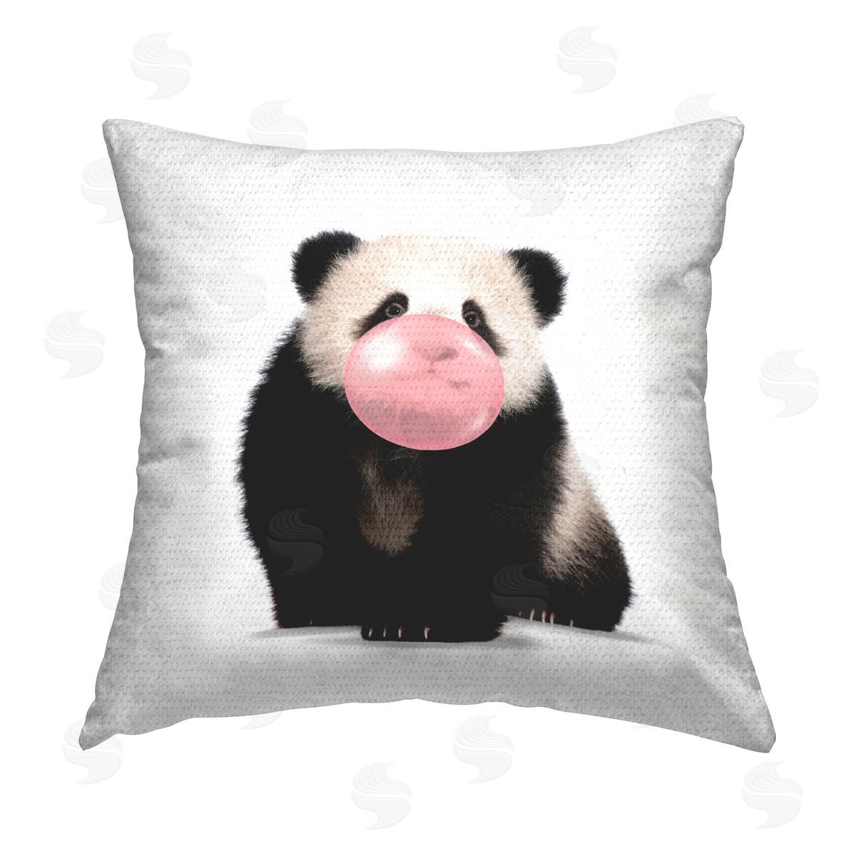 Panda Bear With Bubblegum Outdoor Printed Pillow, Home Decor by Elephant Stock