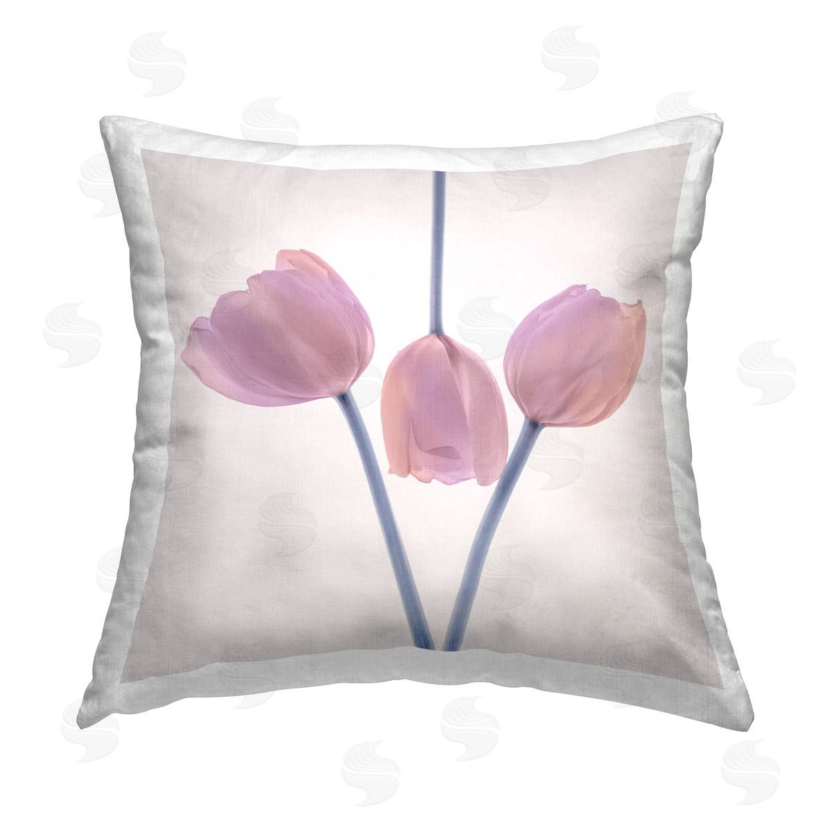 Modern Pink Tulip Blooms Decorative Printed Pillow, Home Decor by Elephant Stock