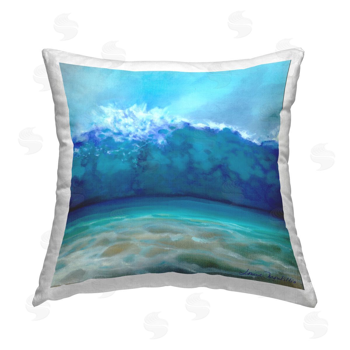 Waves Splashing on Shore Decorative Printed Pillow, Home Decor by Louise Montillio